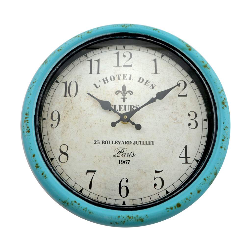 Horloge Murale En M Tal Turquoise Po Tanguay