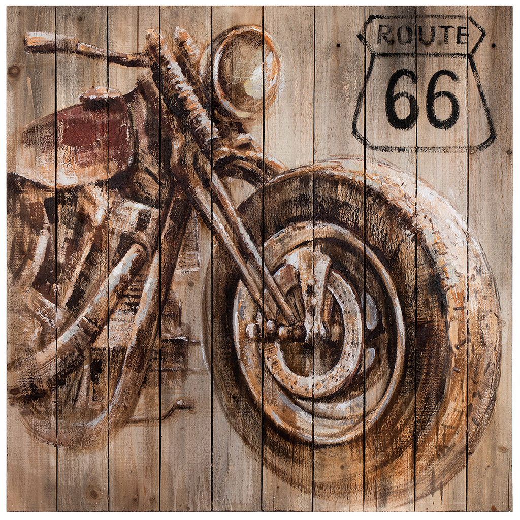 Tableau Moto Route 66 Sur Bois (675188) | Tanguay